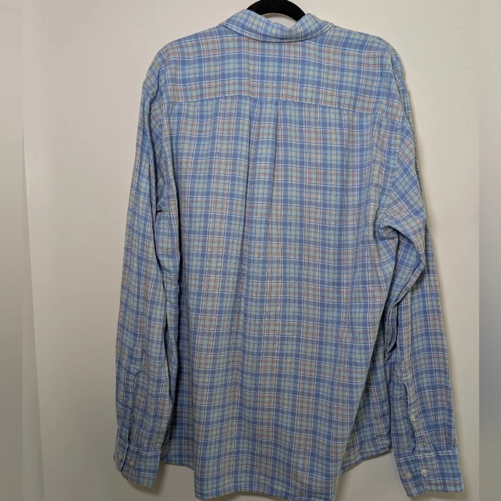 Peter Millar Blue Plaid 100% Cotton Button Down Shirt Large Preppy Coastal - Picture 4 of 5